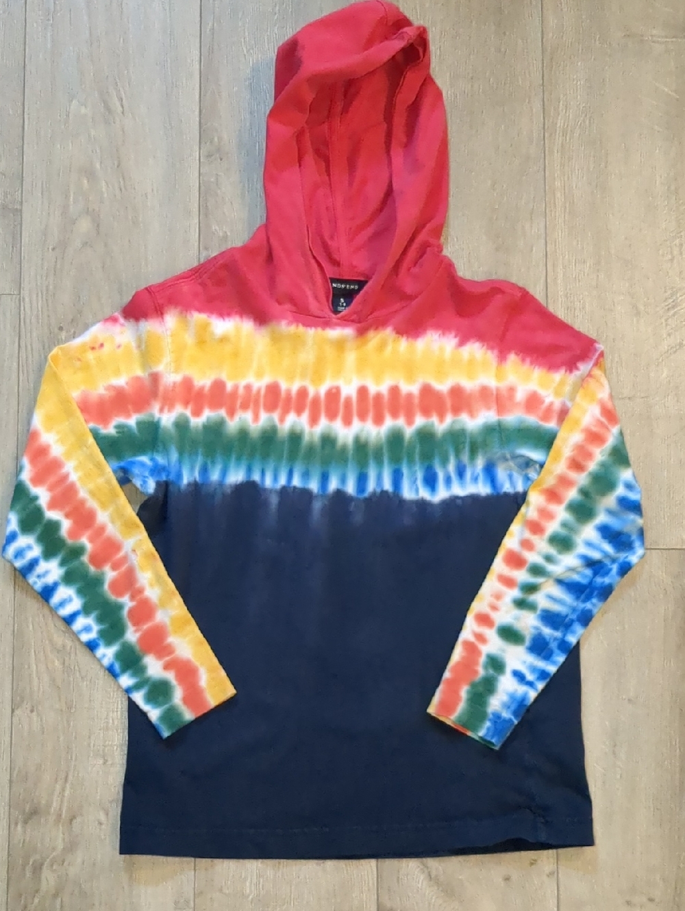 BOYS LANDS' END TSHIRT HOODIE TIE DYE  - SIZE S 7/8 BIG BOY